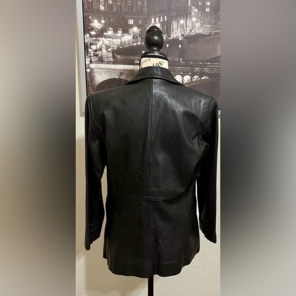 Preston & York Petite Size PP Lambskin Black Leather Blazer - Picture 2 of 6